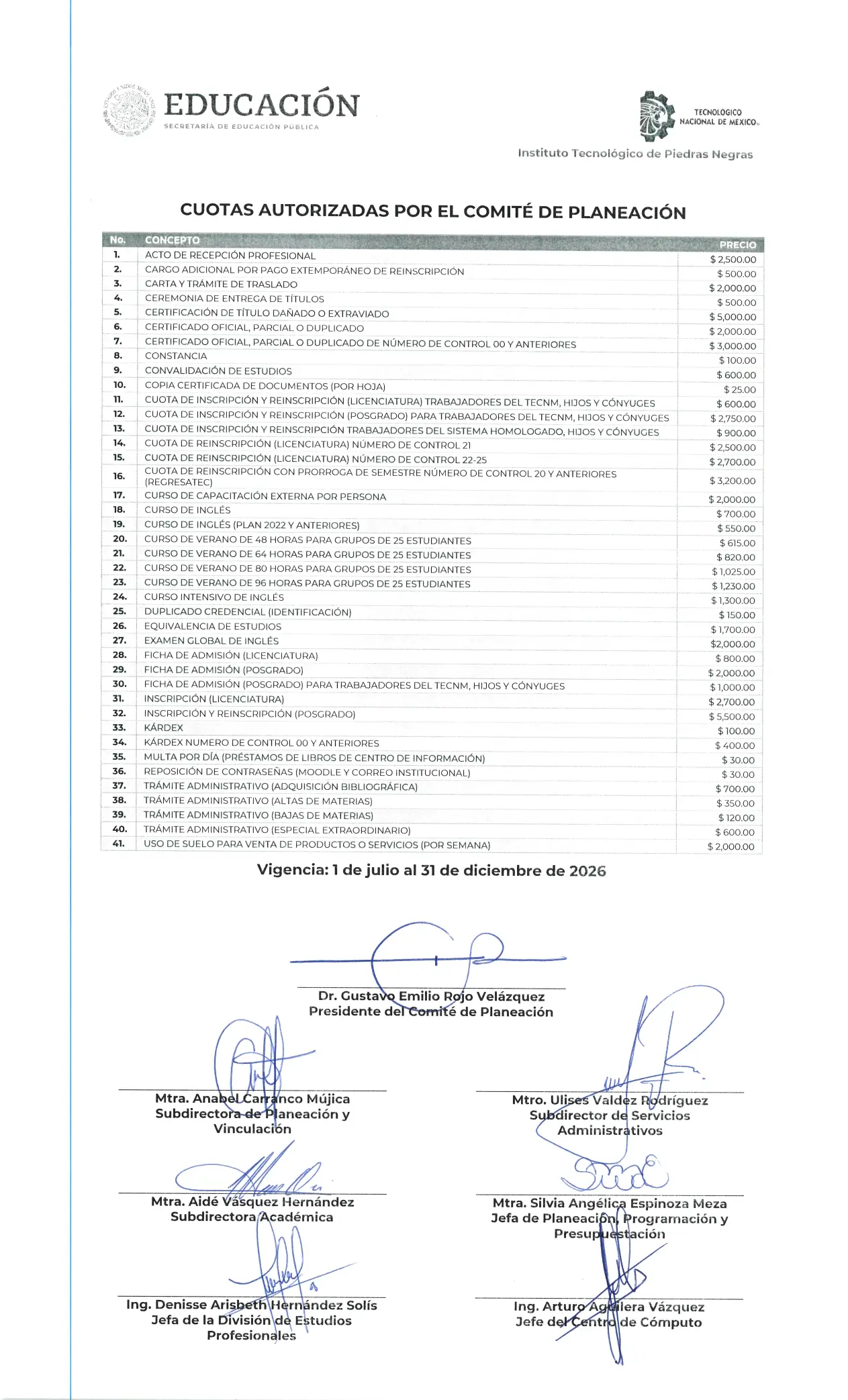 Cuotas autorizadas Enero - Julio 2026